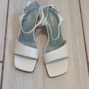 NWOT square toe white leather strappy heels. Liz Claiborne.Size 10.